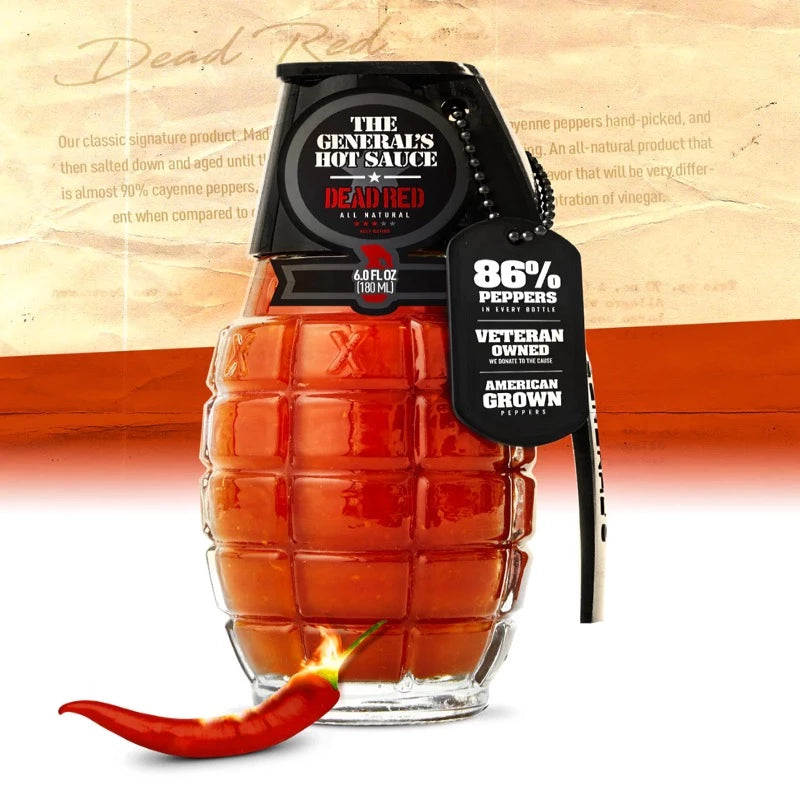The General's Hot Sauce - Dead Red in a single Grenade Shaped Bottle