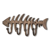 Wall mountable fish skeleton coat hook with 4 hooks
