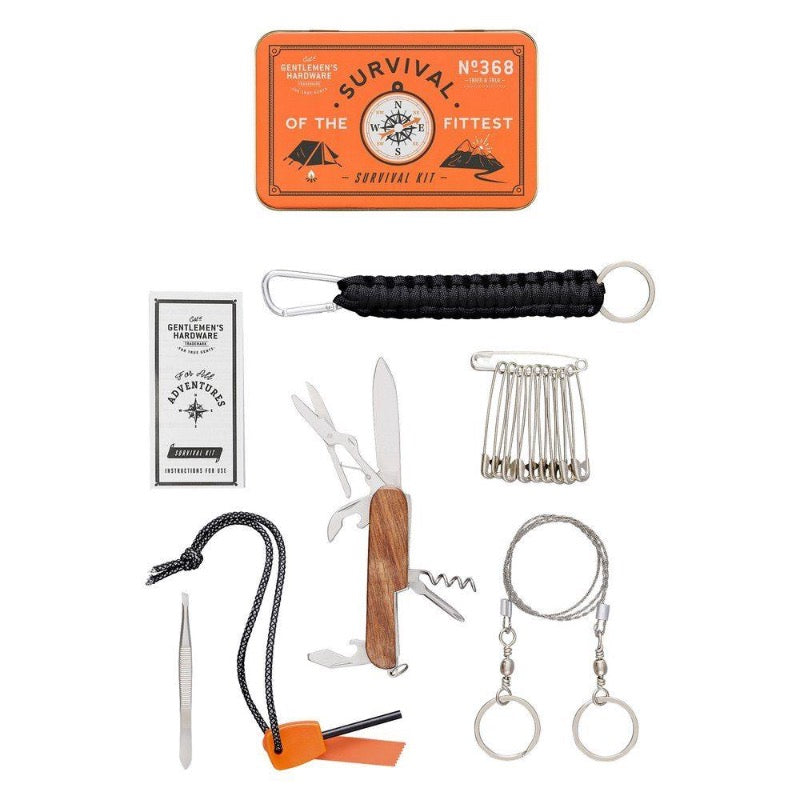 Gentlemen's Hardware survival tool kit in Orange tin Packaging