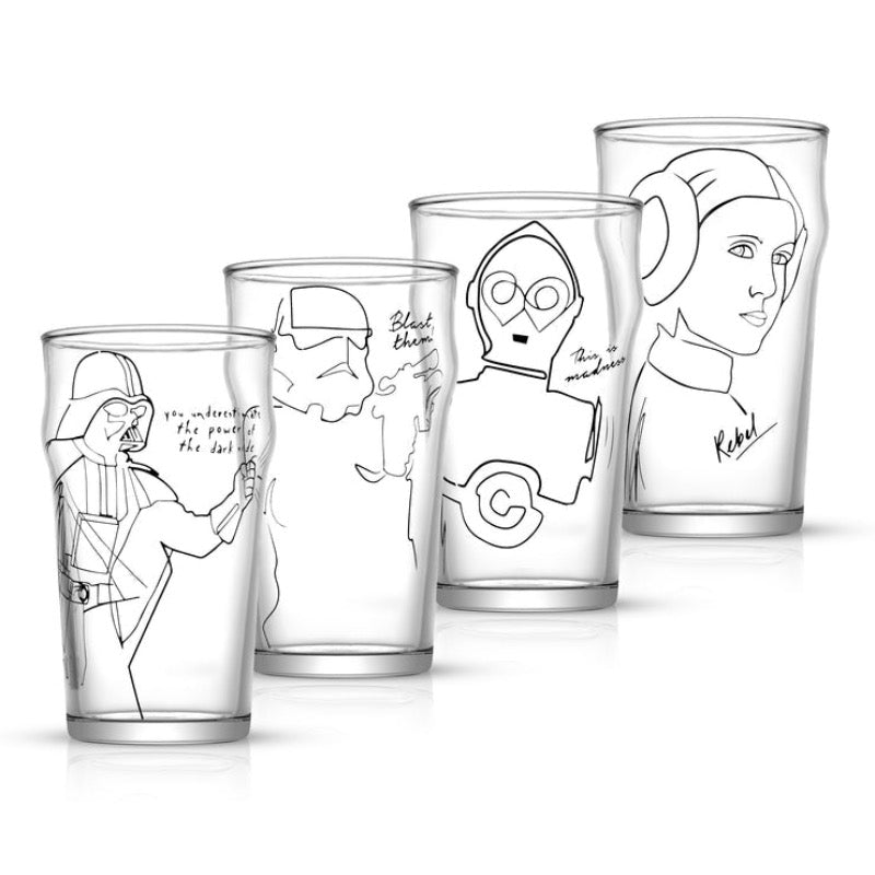 Star Wars Sketch art drinking glass set of 4 without packaging