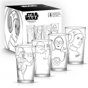 Star Wars Sketch art drinking glass set of 4 with packaging