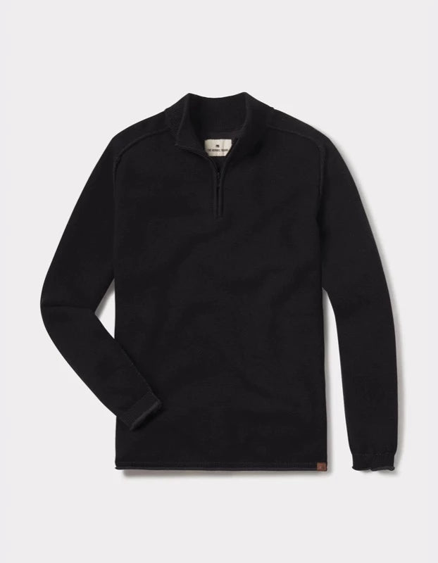 Jimmy Quarter Zip sweater in black flat lay view