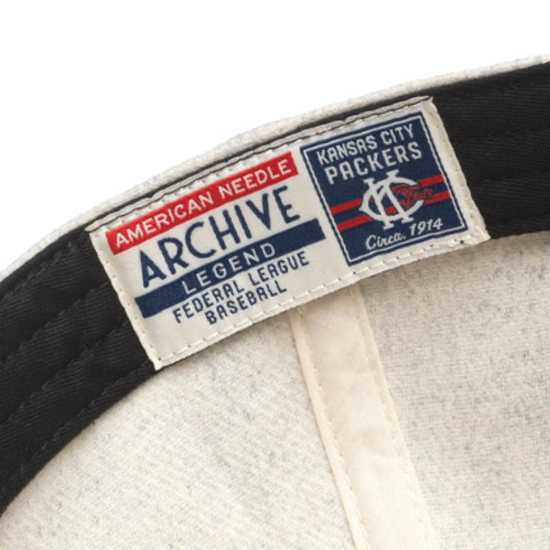 Vintage KC Packer Baseball Cap in White and Navy Inside View
