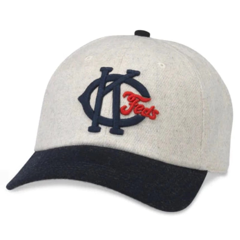 Vintage KC Packer Baseball Cap in White and Navy Front View