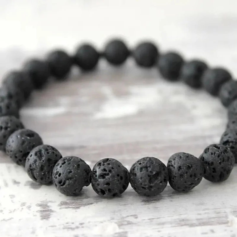 Black Lava stone Men's Beaded Bracelet