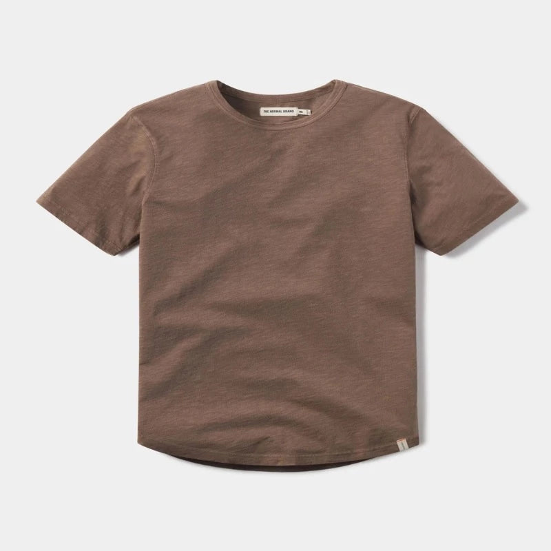 The Normal Brand Legacy Jersey T-shirt in Pine Bark-Flat lay View