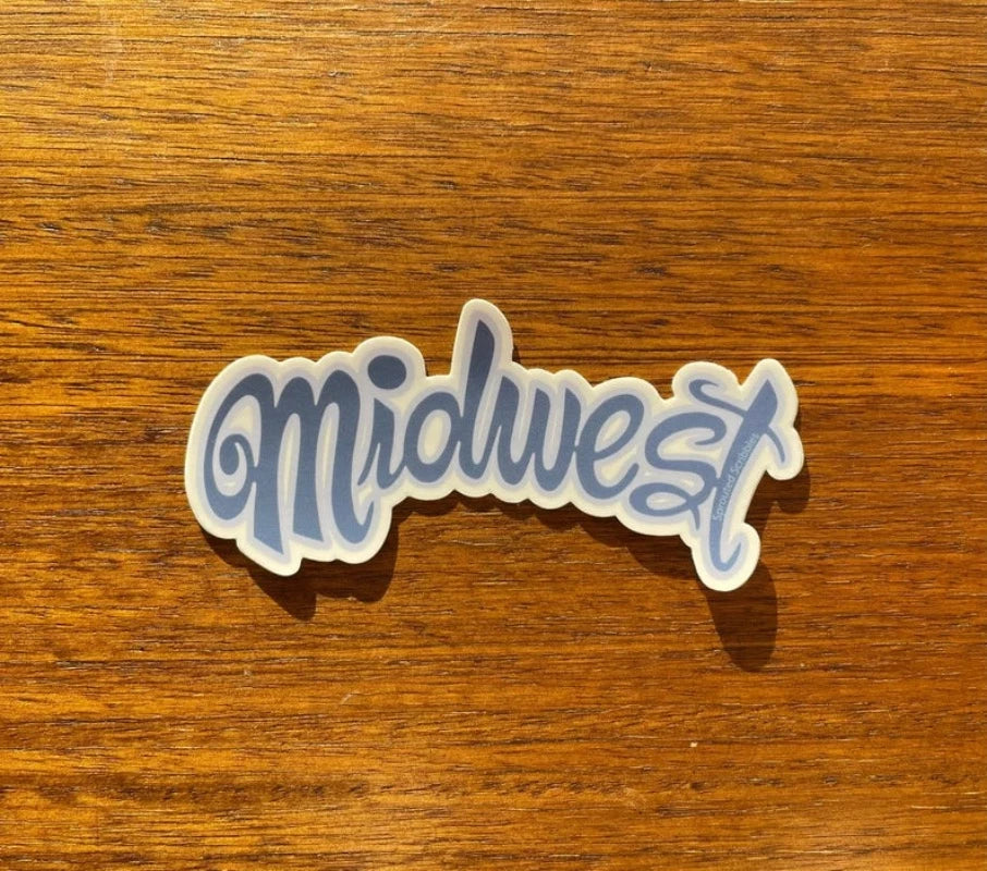 Vinyl Sticker artistic script text "Midwest"