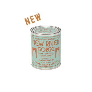 New river gorge candle in a 1/2 pint can