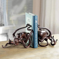 Pair of octopus Bookends cast iron with bronze finish