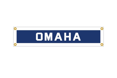 Custom Oxford Pennant "Omaha" banner in royal blue
