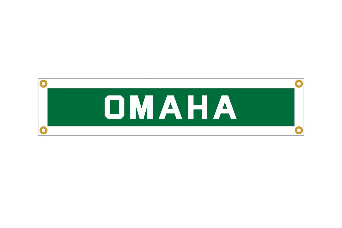Custom Oxford Pennant "Omaha" banner in Kelley Green