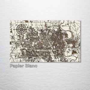 Fire and Pine Laser engraved map of Omaha on Pine In off white color