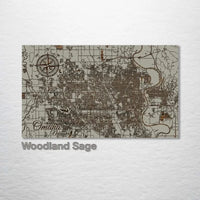 Fire and Pine Laser engraved map of Omaha on Pine In light sage color