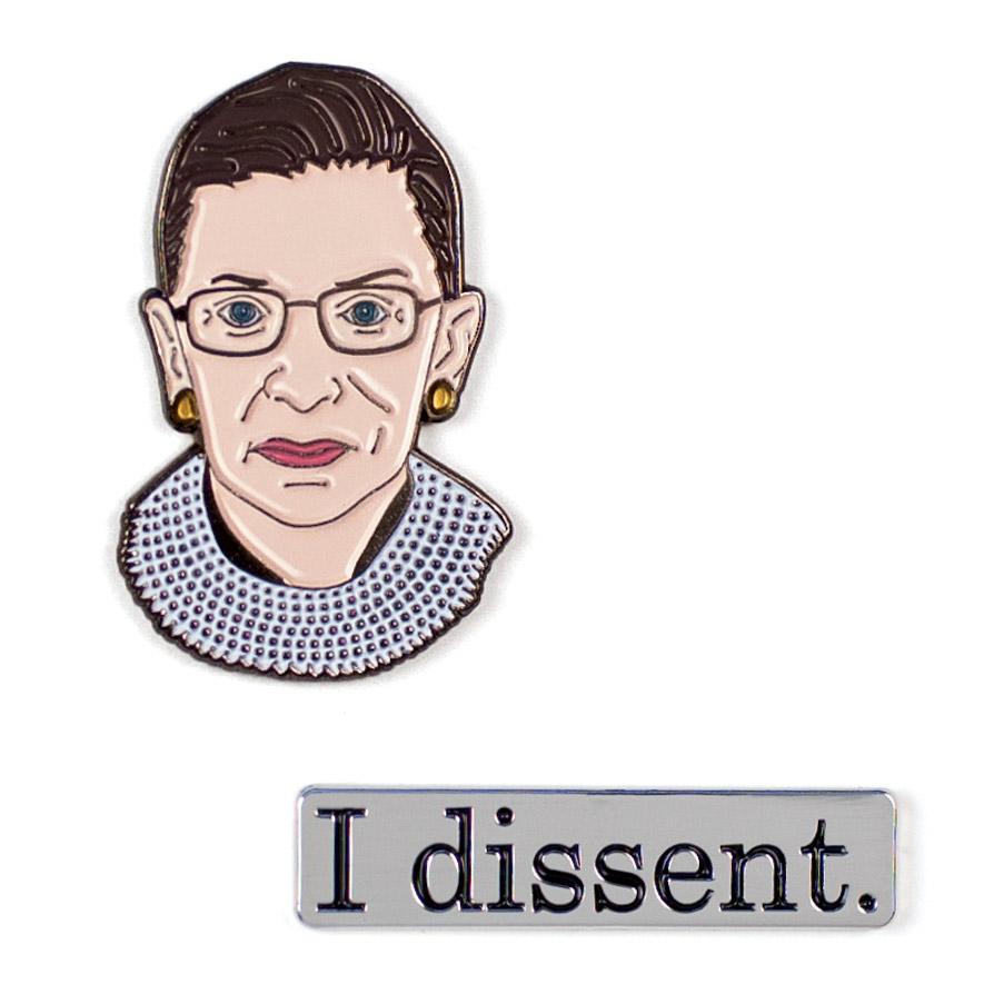 Ruth Bader Ginsburg & I Dissent Pins (set of 2)