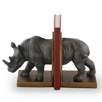 Rhino Bookends cast in Aluminum with Pewter finish