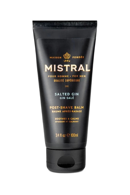 Mistral Salted Gin Post Shave Balm front view of container