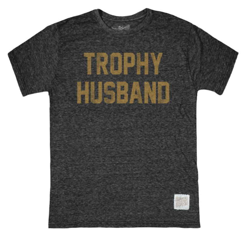 Retro Brands Trophy Husband T-Shirt Charcoal with Gold Lettering