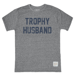 Retro Brands Trophy Husband T-shirt Heather Grey With Navy Lettering
