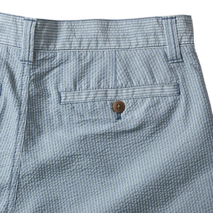 Grayers Seersucker shorts in navy stripe Flat lay close up rear view