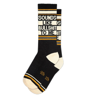 Gumball Poodle Gym Socks with "Sounds Like Bullshit To Me" woven in them