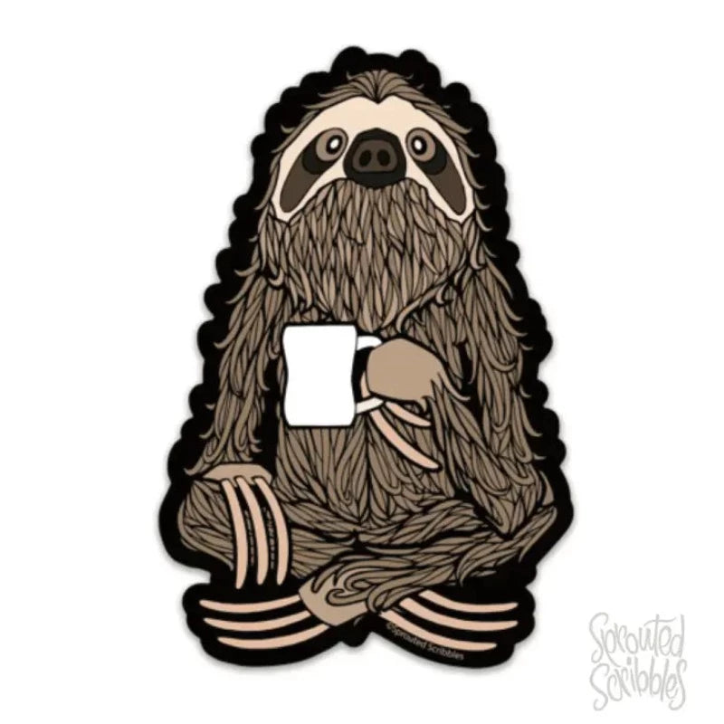 Sprouted Scribbles Coffee Sloth Sticker