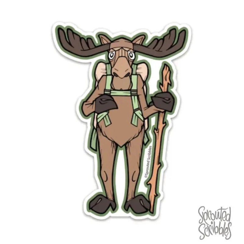 Hiking Moose Sticker