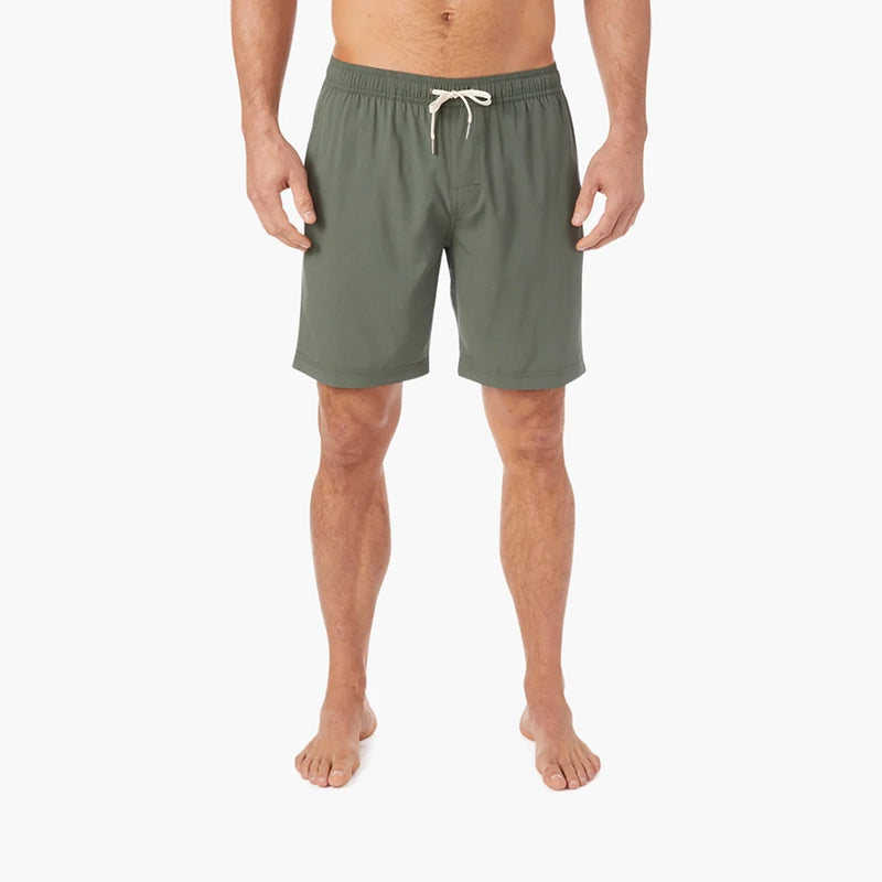 Model Wearing Fair Harbor The One Short in Olive Front View