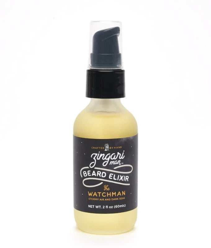 Zingari Man Beard Elixir in the  watchman scent 2oz bottle