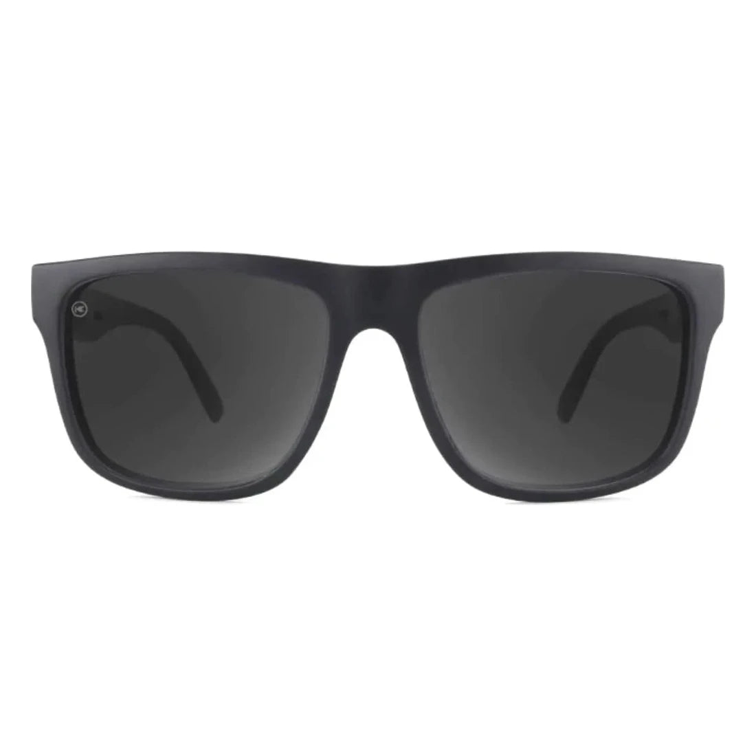 Torrey Pines sunglasses in black on black with smoke lenses, front view, The Simple Man