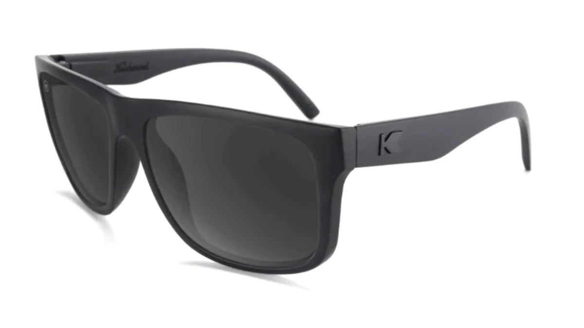 Knockaround Torrey Pines Black on Black Sunglasses Angled Front View