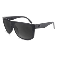 Torrey Pines sunglasses in black on black with smoke lenses, angled view, The Simple Man