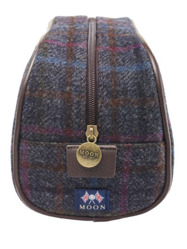 Bronte Moon wash Bag in Multi colored Plaid End View