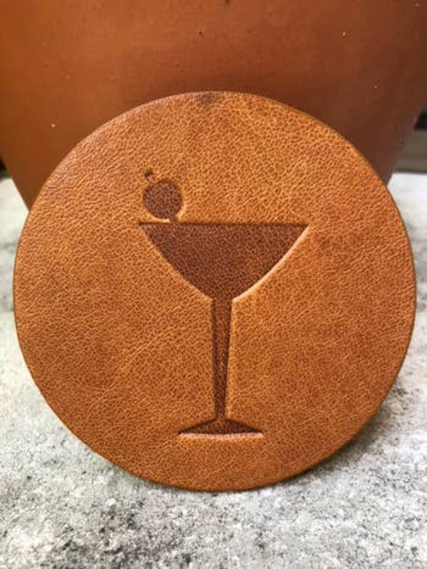 Leather Coaster -"Martini Glass"