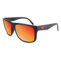 Torrey Pines sunglasses in matte black with red sunset lenses, angled view, The Simple Man