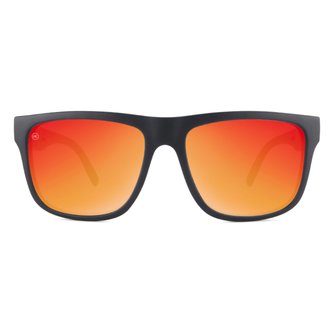 Torrey Pines sunglasses in matte black with red sunset lenses, front view, The Simple Man