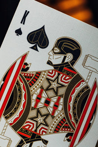 Red Avengers Playing card showing king of spades detail