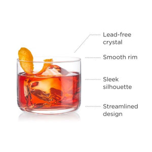 Viski Crystal Negroni Glass with details infographic