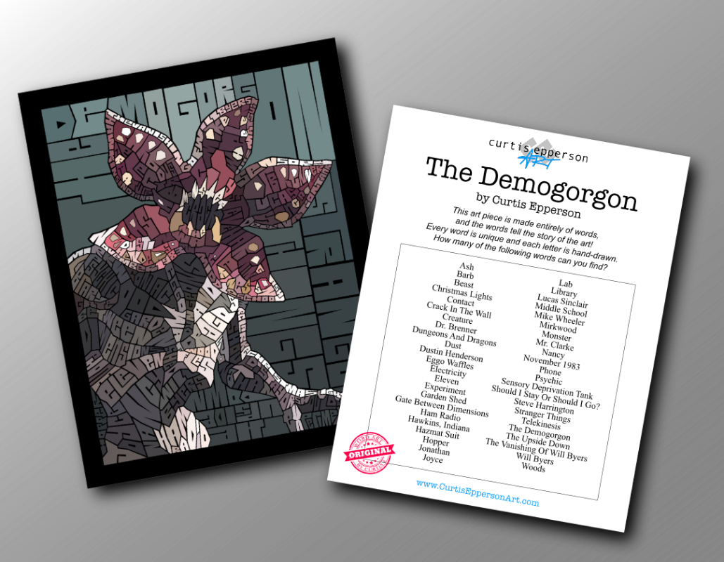 Demogorgon- Word Mosaic Art Print -8X10
