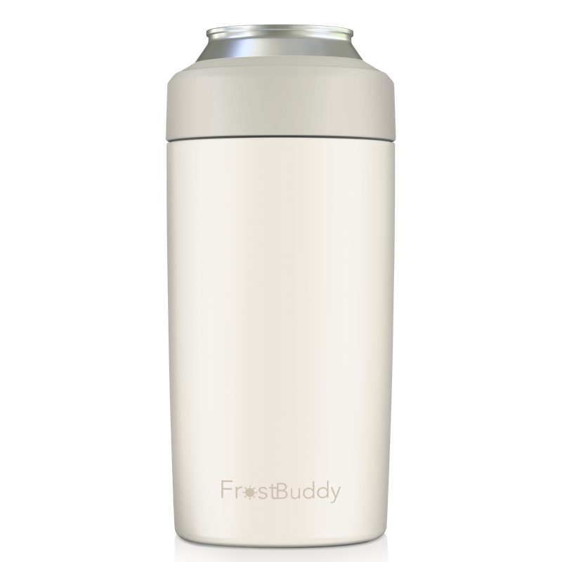 Frost Buddy Universal Can Cooler - Fits all - Stainless Steel Can Cooler  for 12 oz & 16 oz Regular or Slim Cans & Bottles - Stainless Steel (Glow)