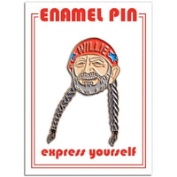 Willie Nelson Enamel Pin on backer card, hard enamel pin with deluxe locking back -- The Simple Man