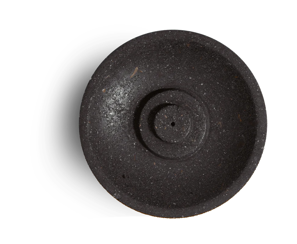 Incense Holder in Black lave Rock Color  top view