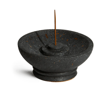 Incense Holder in Black lave Rock Color