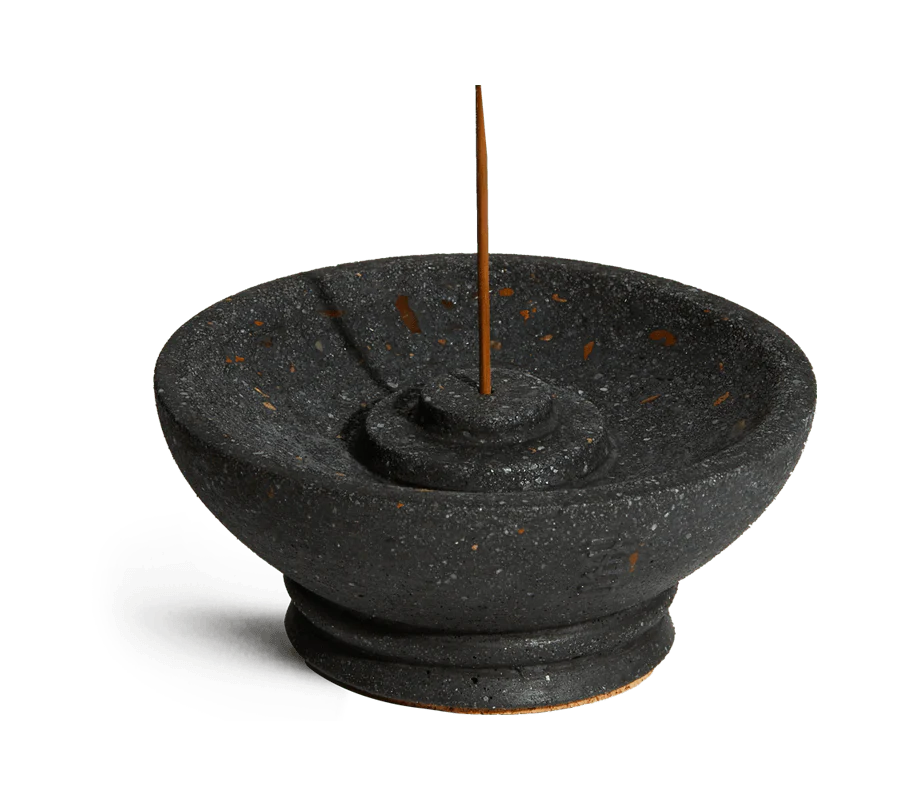 Incense Holder in Black lave Rock Color