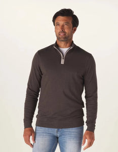 Model Wearing The Normal Brand Puremeso Quarterzip in Charcoal Front View