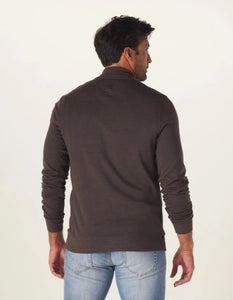 Model Wearing The Normal Brand Puremeso Quarterzip in Charcoal Rear View