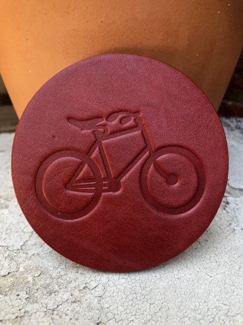 Leather Coaster -"Bicycle Image"