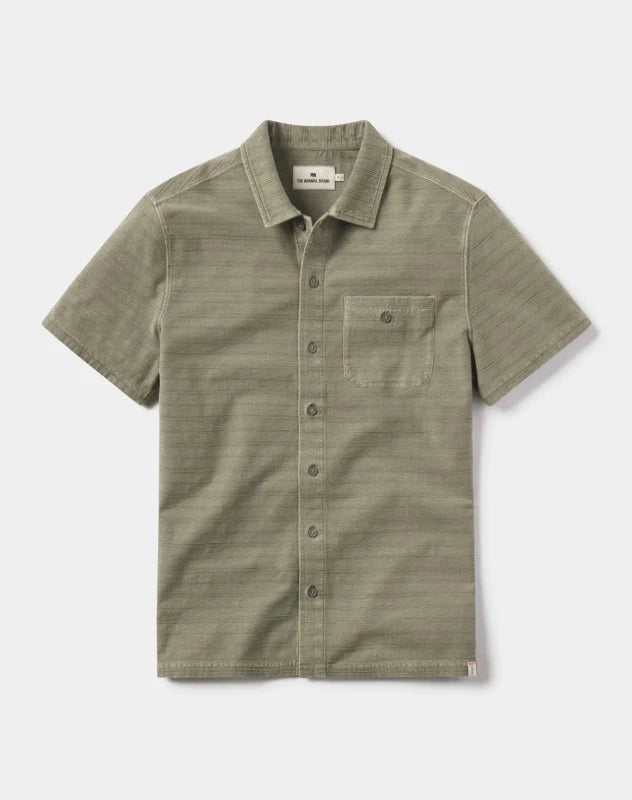 The Normal Brand Sequoia Button Down Shirt in Moss - Flat Lay View