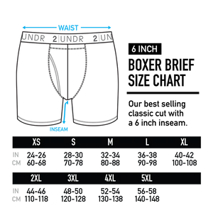 2undr 6 inch boxer brief size chart