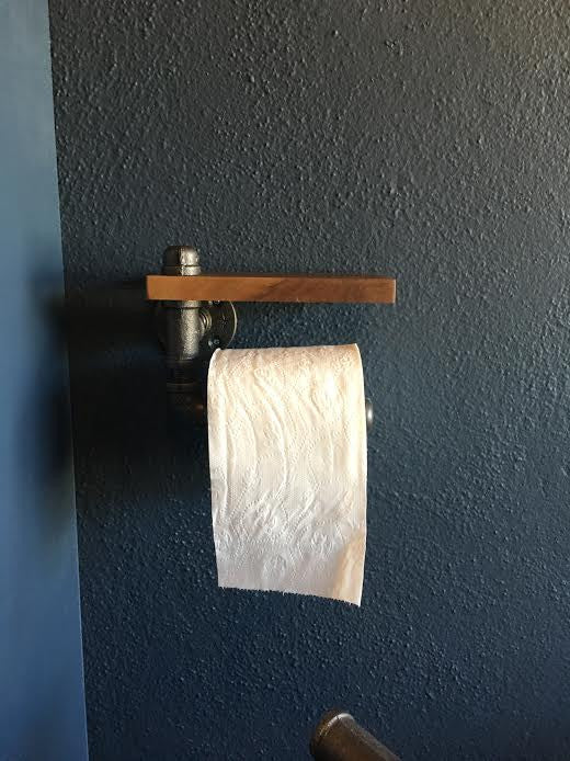 Steam Punk toilet paper holder with shelf