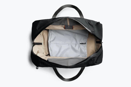Bellroy Venture Duffel 40L in Midnight open showing empty bag